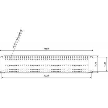 ATTE ADD-RACK2U1 2U 19 colių stovo montavimo adapteris su paprastomis montavimo skylutėmis, juodas