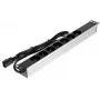 DELTA PD-7/RACK/IEC 19-Inch 1U Basic PDU su 7 Schuko lizdais, IEC C14 įvadu, 2m kabeliu, 16A, juoda