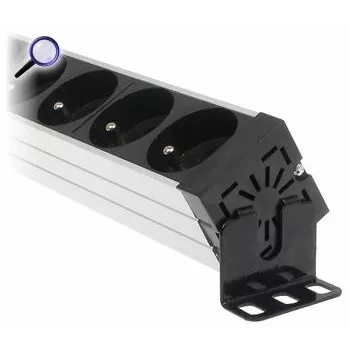 DELTA PD-7K/RACK 7-išvadų Schuko maitinimo juosta 1U stelažinis montavimas 230V 10A 2300W 3m laidas juoda