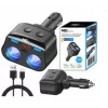 MBG Line HC69PD 3 krypčių automobilinis kištukinis skirstytuvas su 2x USB-C PD 30W ir 2x USB-A QC 3.0, LED įtampos indikatoriumi, 180W