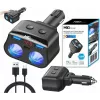 MBG Line HC69PD 3 krypčių automobilinis kištukinis skirstytuvas su 2x USB-C PD 30W ir 2x USB-A QC 3.0, LED įtampos indikatoriumi, 180W