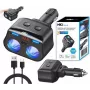 MBG Line HC69PD 3 krypčių automobilinis kištukinis skirstytuvas su 2x USB-C PD 30W ir 2x USB-A QC 3.0, LED įtampos indikatoriumi, 180W