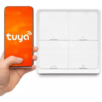 LUXURY-GOODS SC04 ZigBee TUYA belaidis sceninis jungiklis – 4 mygtukai, 12 scenų, baltas