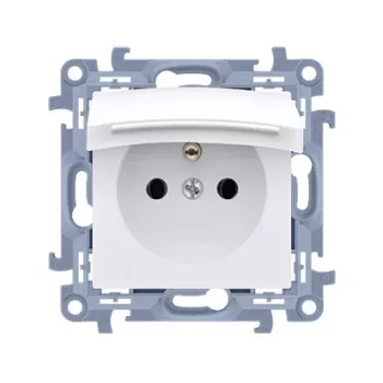 KONTAKT SIMON 10 Moduł Baltas Kištukinis Lizdas 1x Z/U su Dangteliu IP44 Sraigtiniai Gnybtai 16A 250V