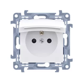 KONTAKT SIMON 10 Viengubas įžemintas sieninis lizdas baltas IP44 varžtiniai gnybtai 16A 250V