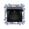 KONTAKT SIMON 10 1-Module Black Matt Socket with Flap IP44 Spring Terminals 16A 250V