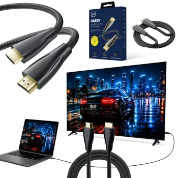 3MK PROTECTION Hardy HDMI 2.1 3m Ultra High Speed 48Gbps 8K60Hz 4K120Hz eARC VRR ALLM Black