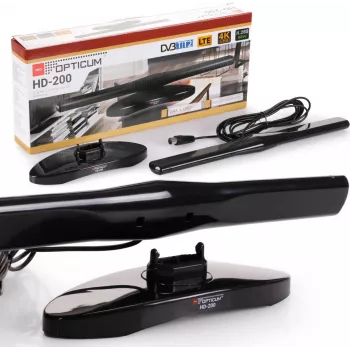 OPTICUM ANT0136 HD-200 aktyvi DVB-T2 vidaus antena, juoda