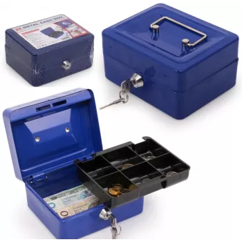 RED EAGLE BOX-150 Metalinė kasos dėžutė su raktiniu užraktu, raudona