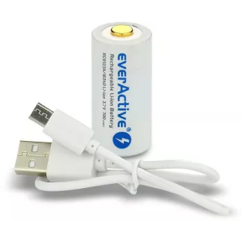 EVERACTIVE 16340 3.7V 700mAh Įkraunama Ličio jonų baterija su apsaugos grandine (1 vnt.)