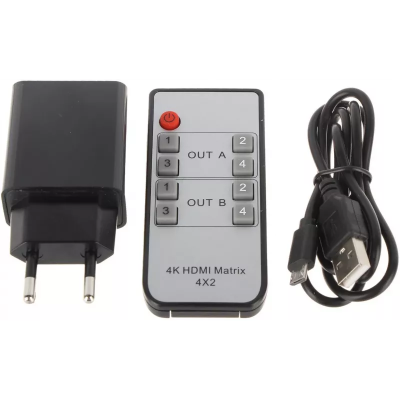 HDMI jungiklis 4x2 matrica 4K@30Hz HDMI-SW-4/2-MATRIX