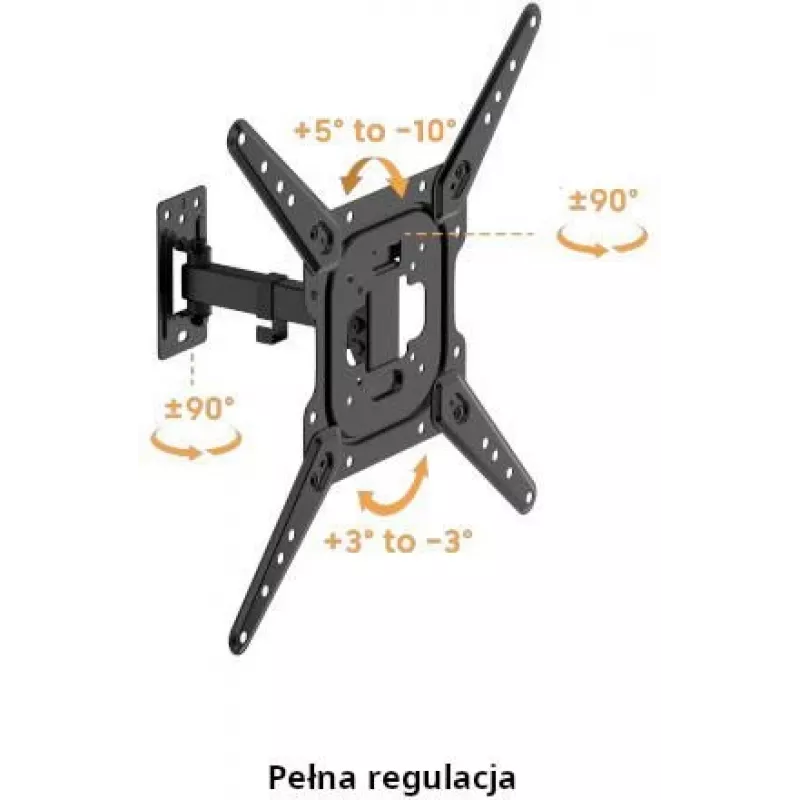 GETFORT GF-FM2365-30 pilnas judesio TV laikiklis LED/LCD 23-65 colių, 30 kg, VESA 400x400, juodas