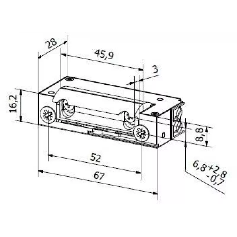 BIRA HARTTE XS12UP Electric Strike Lock 12V AC/DC su vidine atmintimi, XS serija (R5)
