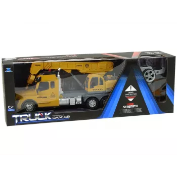 LEAN TOYS nuotoliniu valdymu sunkvežimis kranas Pilot 2.4G šviesos garsai geltonas