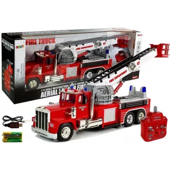 LEAN TOYS Firetruck Extendable Rotary Ladder R/C Sound Light Siren