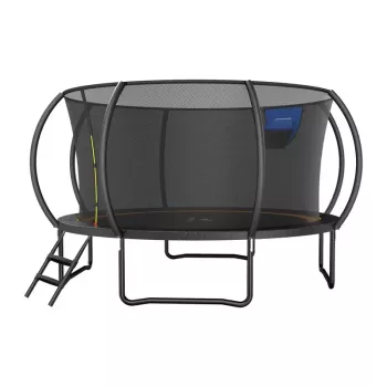 MERACH MR-2429B2 Trampolinas, 3,6 m (12 pėdų) su apsauginiu tinklu ir kopėčiomis, juodas/mėlynas