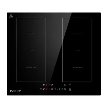 AMZCHEF CE-FS-I72S-FFDD06 indukcinė kaitlentė, 4 zonos, 7200 W, jutiklinis valdymas, įmontuojama, juodas stiklo keramikos paviršius