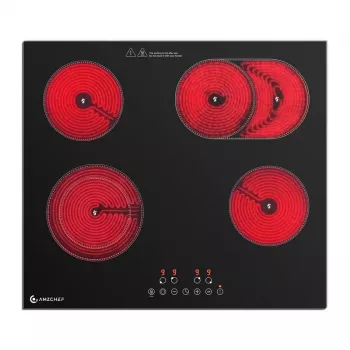 AMZCHEF CE-T-72CB4xyP200-LBHA 4-Burner Keraminė Viryklė, Liečiamas Valdymas, 6500W, Juoda