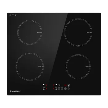 AMZCHEF CE-T-74IB4xyzf-CS 4-Zonų indukcinė kaitlentė 7400W įmontuojama su Booster, Timer, Vaikų užraktu