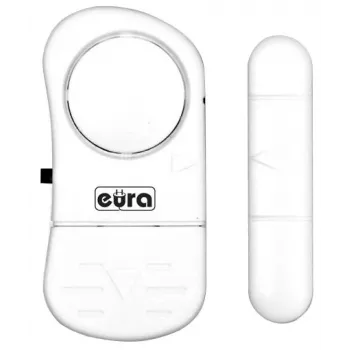 EURA MA-05A3 Mini Motion Sensor Alarm (RL-9805A) – 2 nuotoliniai valdikliai, 105 dB, PIR, balta