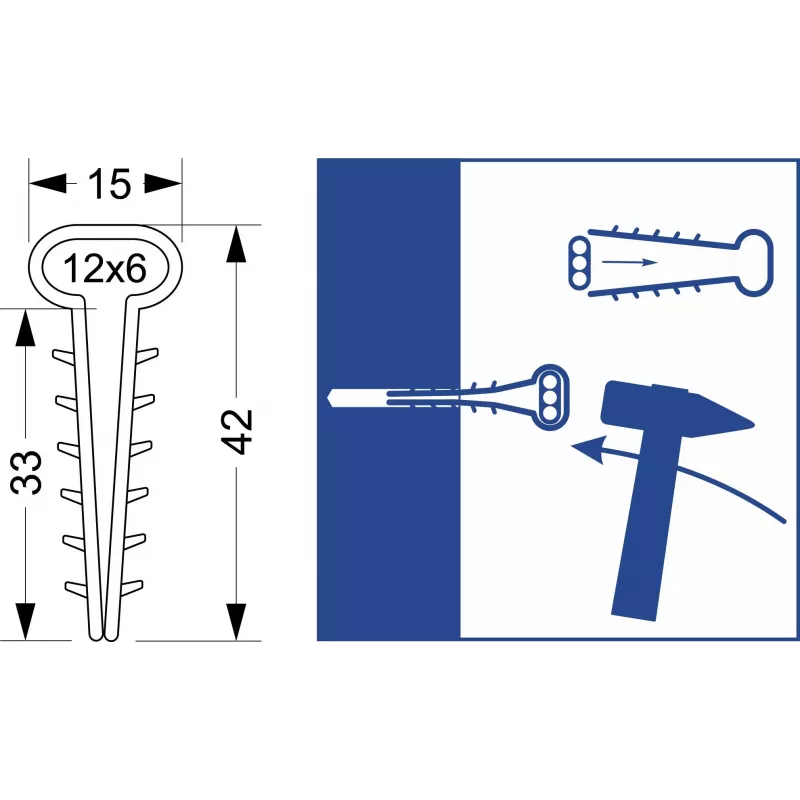 Quick Mount Clip - Flat USMP-3 Elektro-Plast Opatówek 600vnt. DĖŽUTĖ 16.23