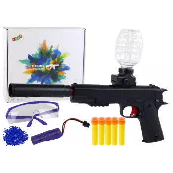 LEAN TOYS Electric Water Bullet Gun su strėlėmis ir apsauginiais akiniais, juoda