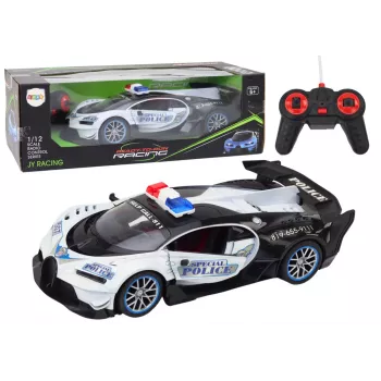 LEAN TOYS nuotoliniu valdymu policijos automobilis, mastelis 1:12, baltas