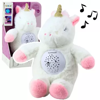 LEAN TOYS Plush Unicorn Sleeping Cuddly Toy Projector Sound
