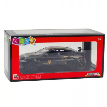LEAN TOYS Sportinis automobilis Metalinis Pull-Back Šviesos Garsai Juodas 1:32