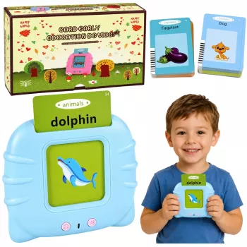 LEAN TOYS Angliškų žodžių mokymosi kortelių skaitytuvas, mėlynas