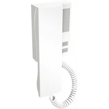 ACO INS-UP UNIFON - 2 mygtukų garso domofono ragelis su magnetiniu laikikliu, baltas