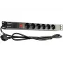 GETFORT LGF-06-Z 19 colių 1U 6 lizdų Schuko maitinimo paskirstymo blokas (PDU) - 1,8 m kabelis, 16 A, 230 V, juodas