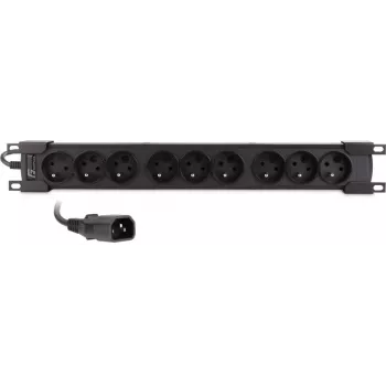 Getfort GF-9R30/IEC 1U 19 colių stovo PDU su 9x IEC C13 lizdais, 16 A, 3 m kabeliu, juoda
