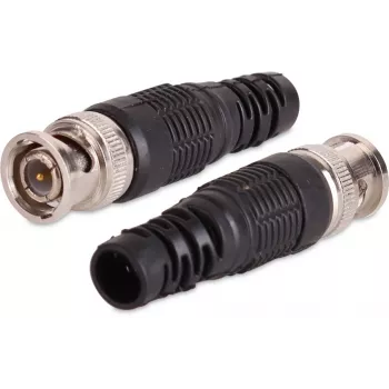 BNC kištukinis jungtis RG-59 koaksialiniam kabeliui, 75 Ohm, užsukama, plastikinis korpusas, juoda, 100 vnt.