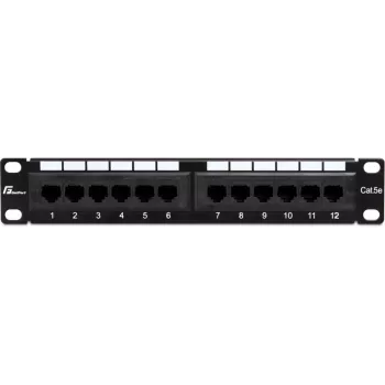 Getfort PGF-5EUTP12-B4 12 prievadų Cat5e UTP pataisų skydelis 10 colių 1U juodas