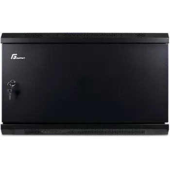 GETFORT 19 inch CALI 6U 600x450 sieninis spintos stovas su vientisomis plieninėmis durimis - juoda (RAL 9004)