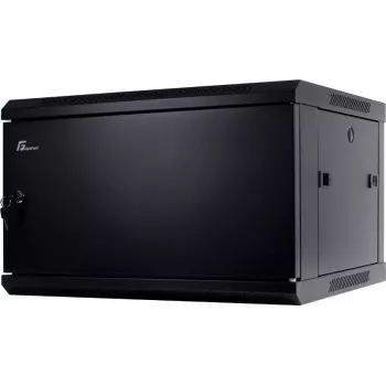 GETFORT CALI 6U 600x600 sieninis stelažo korpusas 19 colių plieninėmis durelėmis juodas