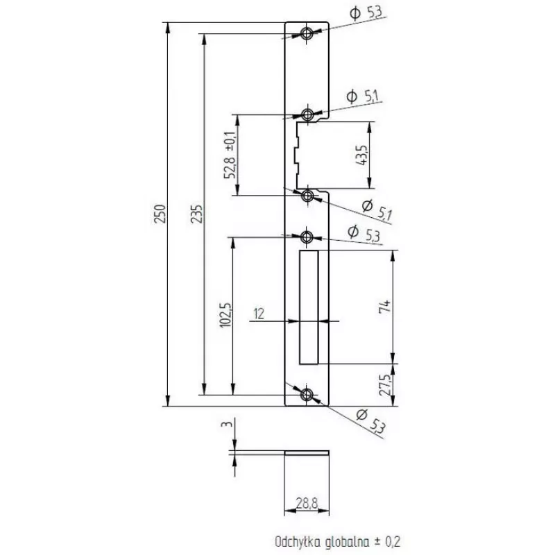 ELEKTRA-PLUS Eskutšonas sklendės korpusui, cinkuotas 200x20mm
