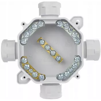 PAWBOL A.0035 Paviršinio montavimo hermetiška jungiamoji dėžutė PG16, IP67 (5x4mm²), Pilka