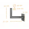 CORAB USL-48/250AL Kampinis sieninis laikiklis 48 mm strypui, 250 mm iškyša, aliuminis, sidabrinis