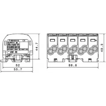 SIMET SIMBLOCK SCB 25-5X Paskirstymo blokas Al/Cu 80/150 1x10-25mm² 5x1.5-16mm² Pilka