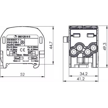 SIMET SCB 25-2 Al/Cu 80-120 SIMBLOCK rozdzielacz szary 81505002