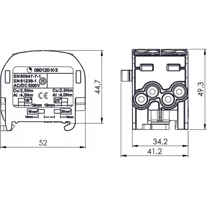 SIMET SCB 25-2 Al/Cu 80-120 SIMBLOCK rozdzielacz szary 81505002
