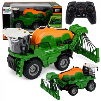 LEAN TOYS Žemės ūkio kombainas su purkštuvu, purškimo funkcija, šviesos ir garso efektai, 1:24