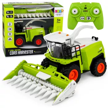 LEAN TOYS nuotoliniu valdymu kukurūzų kombainas su šviesomis ir garsais 1:24