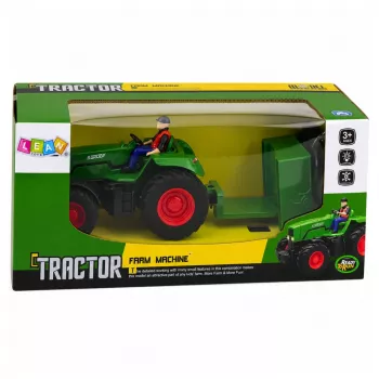 LEAN TOYS Nuotoliniu Valdymu Žemės Ūkio Traktorius su Dėžiniu Priekabu Ūkininkas 1:24