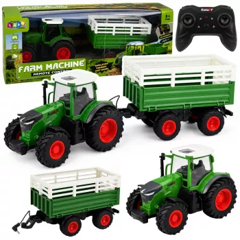 LEAN TOYS RC Agricultural Tractor su priekaba ir šviesomis 1:24