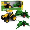 LEAN TOYS Žemės ūkio traktorius su sėjamąja ir kultivatoriumi, šviesos, garsai, geltonas, 1:24