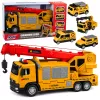 LEAN TOYS Sunkvežimis su kranu ir transportavimo priekaba, šviesos ir garsai, geltonas