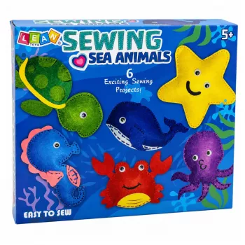 LEAN TOYS Kūrybinis rinkinys „Siūk pats“ jūrų gyvūnėliai iš veltinio, 6 vnt.